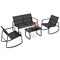 Costway 4/8 PCS Patio Rocking Set 4 Rocking Chairs & 2 Loveseat with Glass-Top Table Outdoor Black